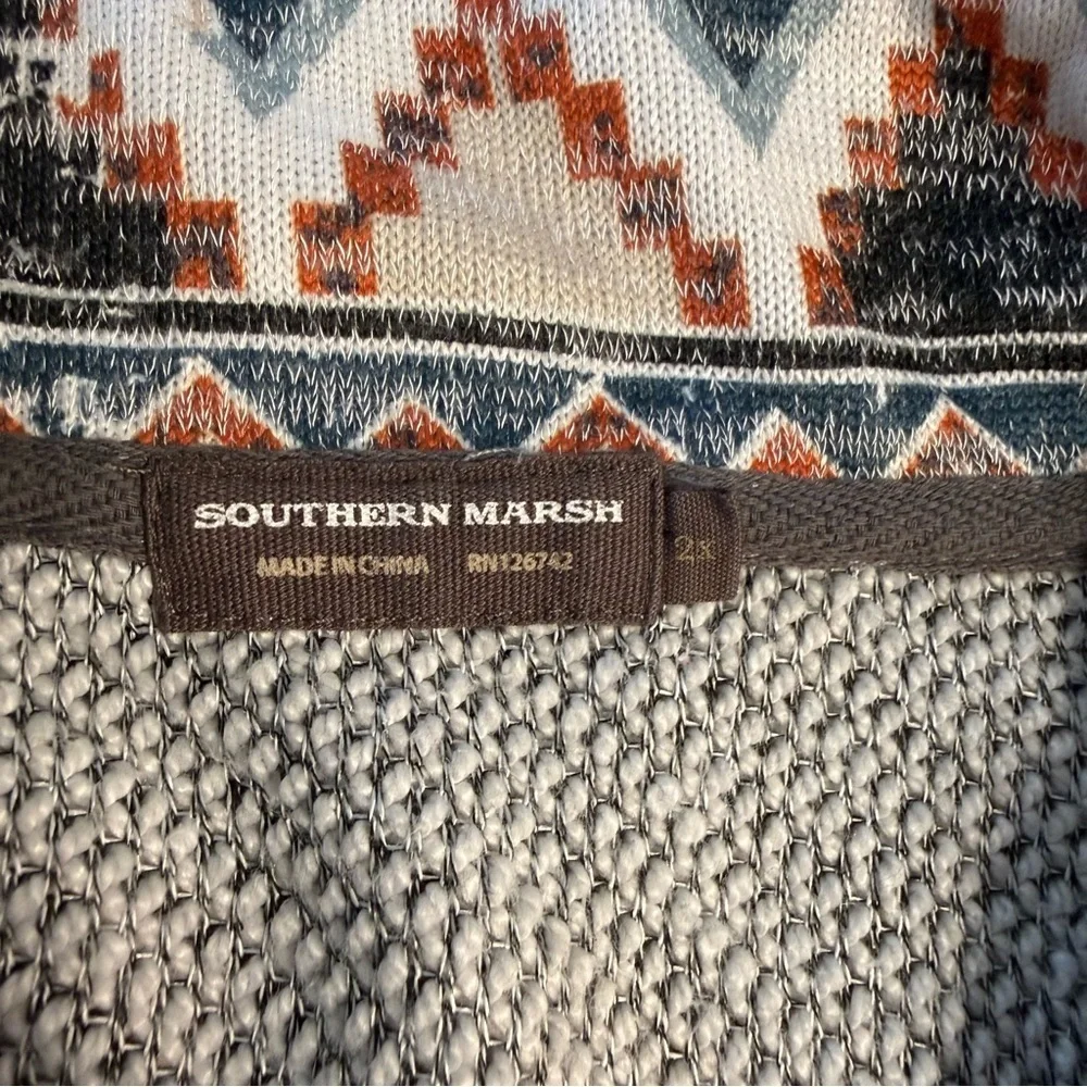 Southern Marsh Men's Pawley’s Rope Pullover Cream Gray Sweater size 2XL